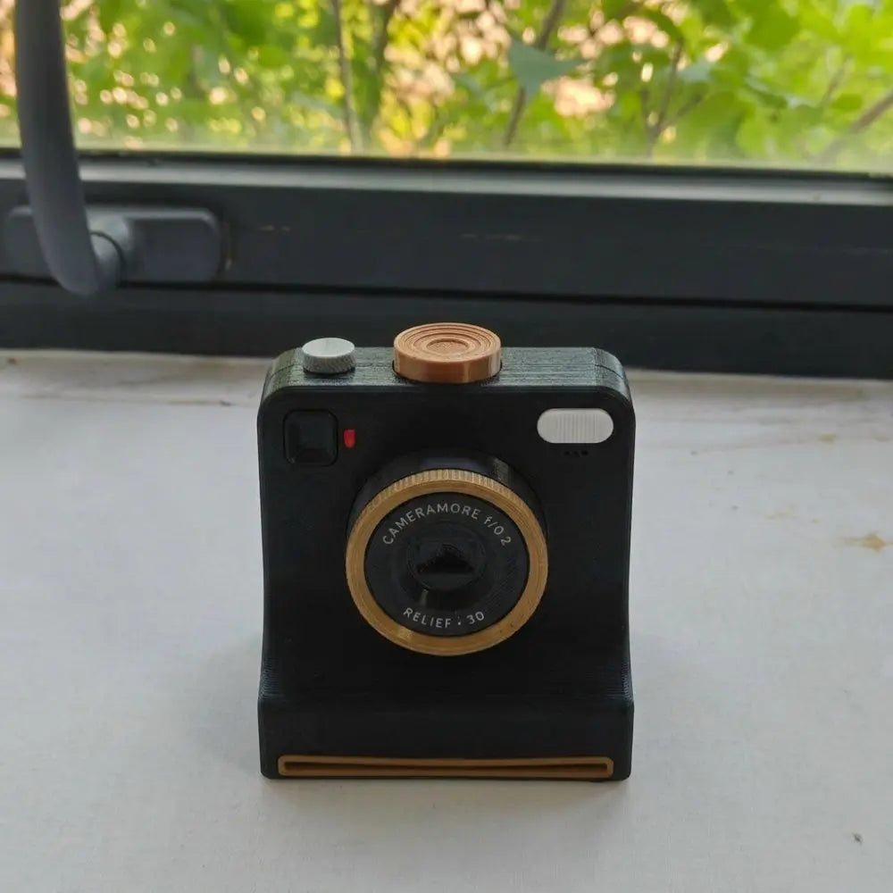 Black PhotoBrew latte art camera, front view
