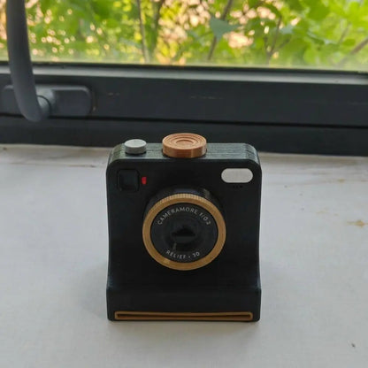 Black PhotoBrew latte art camera, front view