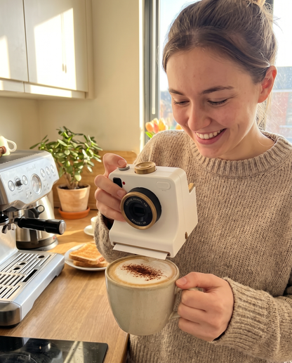 Using PhotoBrew over a morning latte at home
